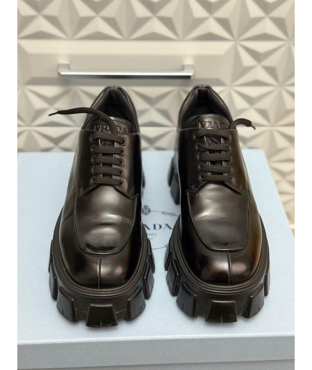 PRADA Черные кожаные ботинки, фото 4