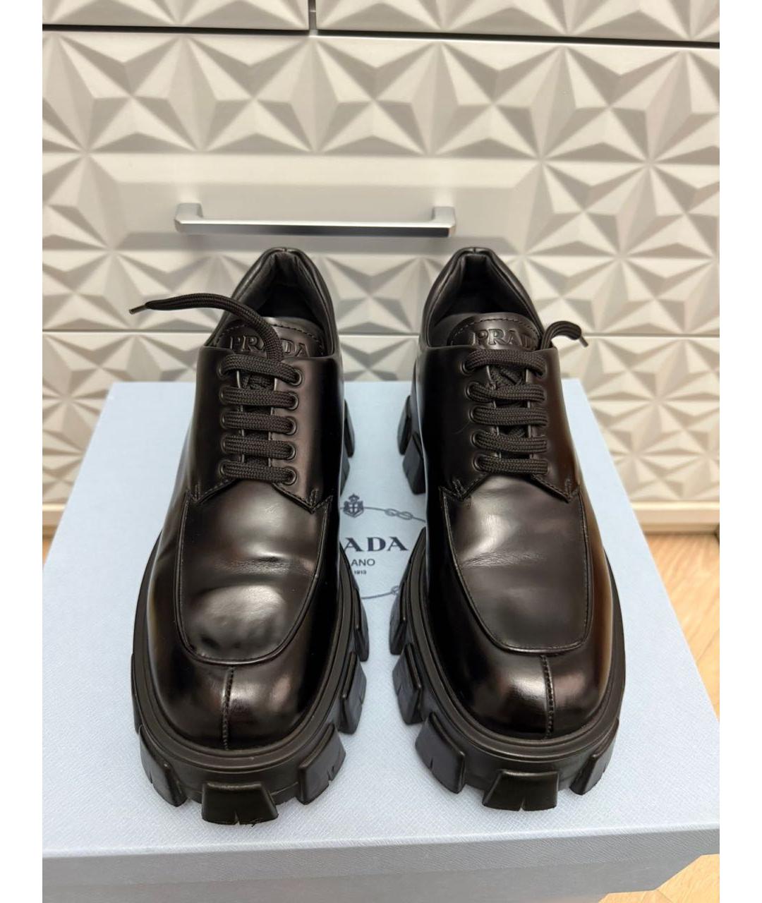 PRADA Черные кожаные ботинки, фото 2