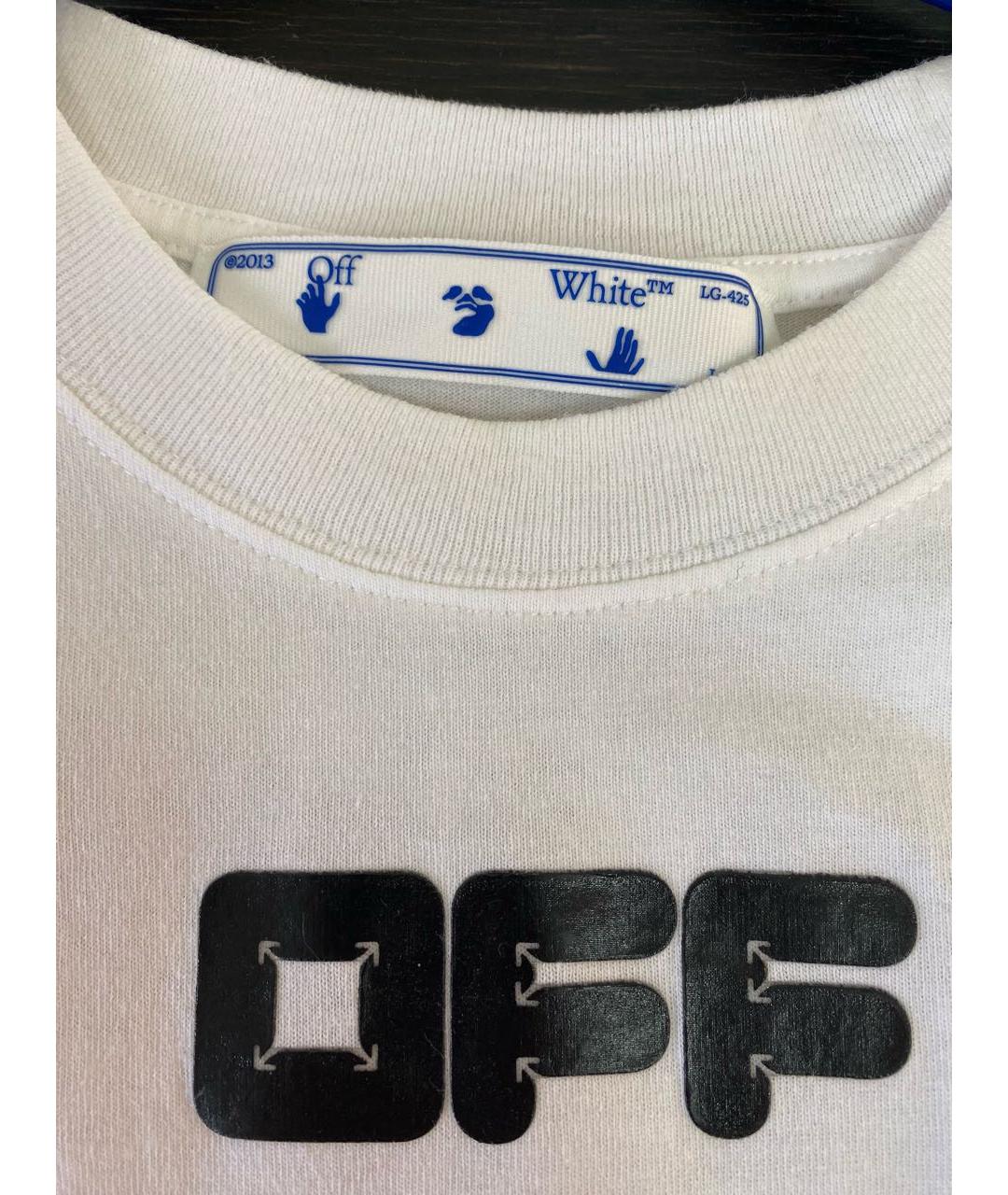 OFF-WHITE Белая хлопковая футболка, фото 3