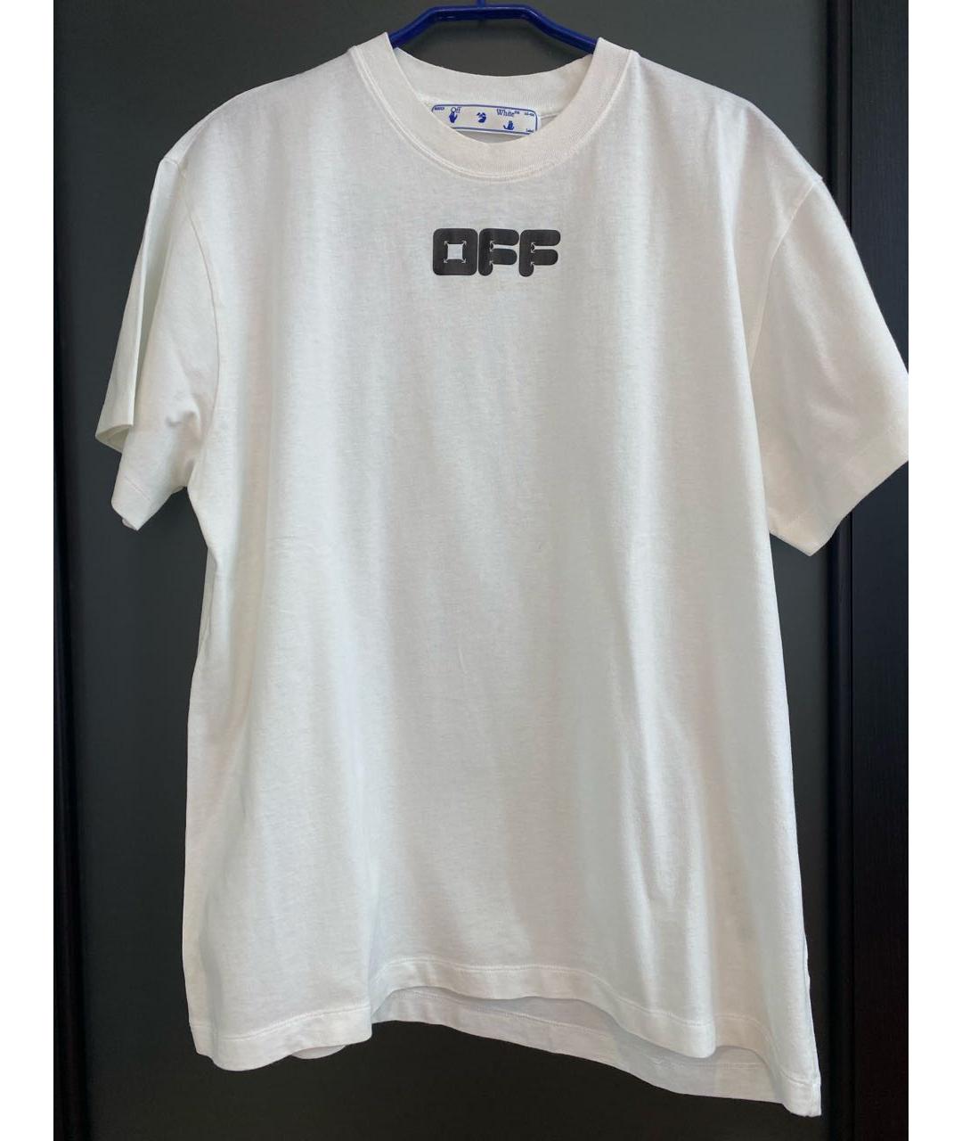 OFF-WHITE Белая хлопковая футболка, фото 8