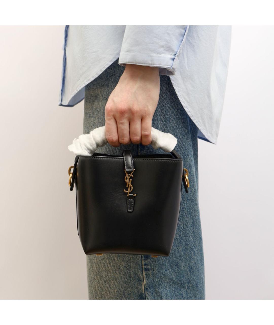 SAINT LAURENT Черная кожаная сумка через плечо, фото 2