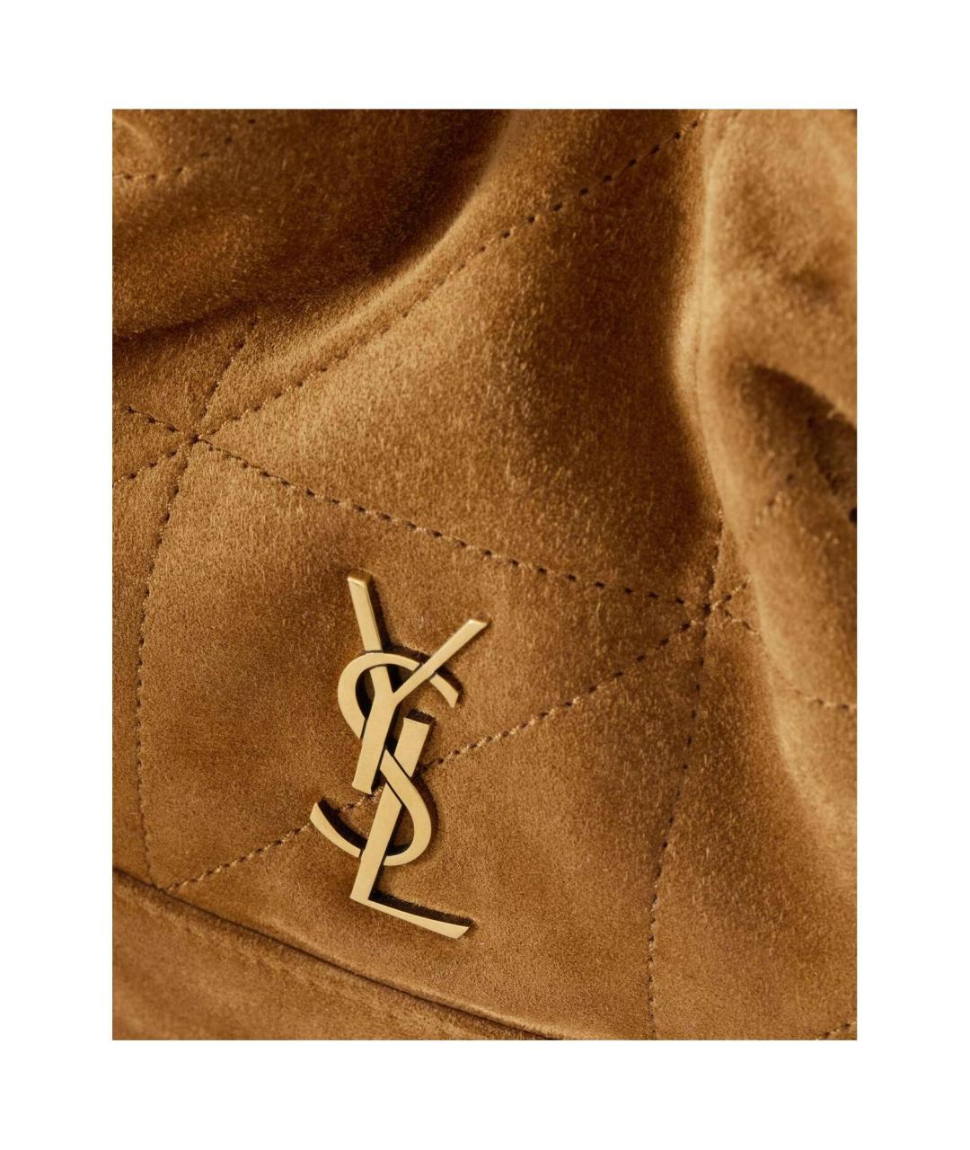 SAINT LAURENT Бежевая замшевая сумка через плечо, фото 5