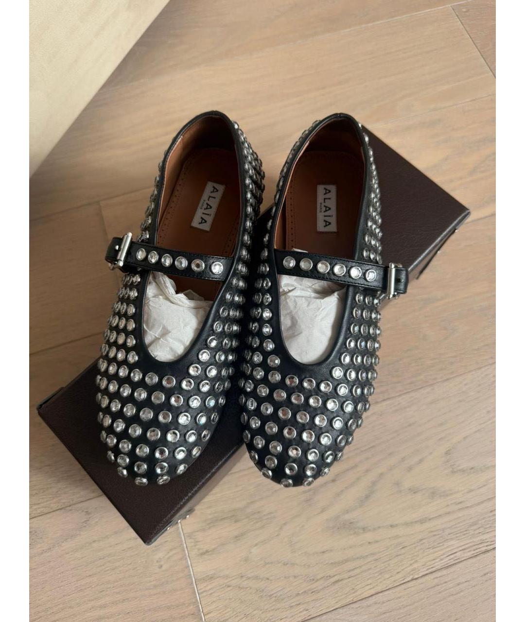 ALAIA Черные кожаные балетки, фото 2