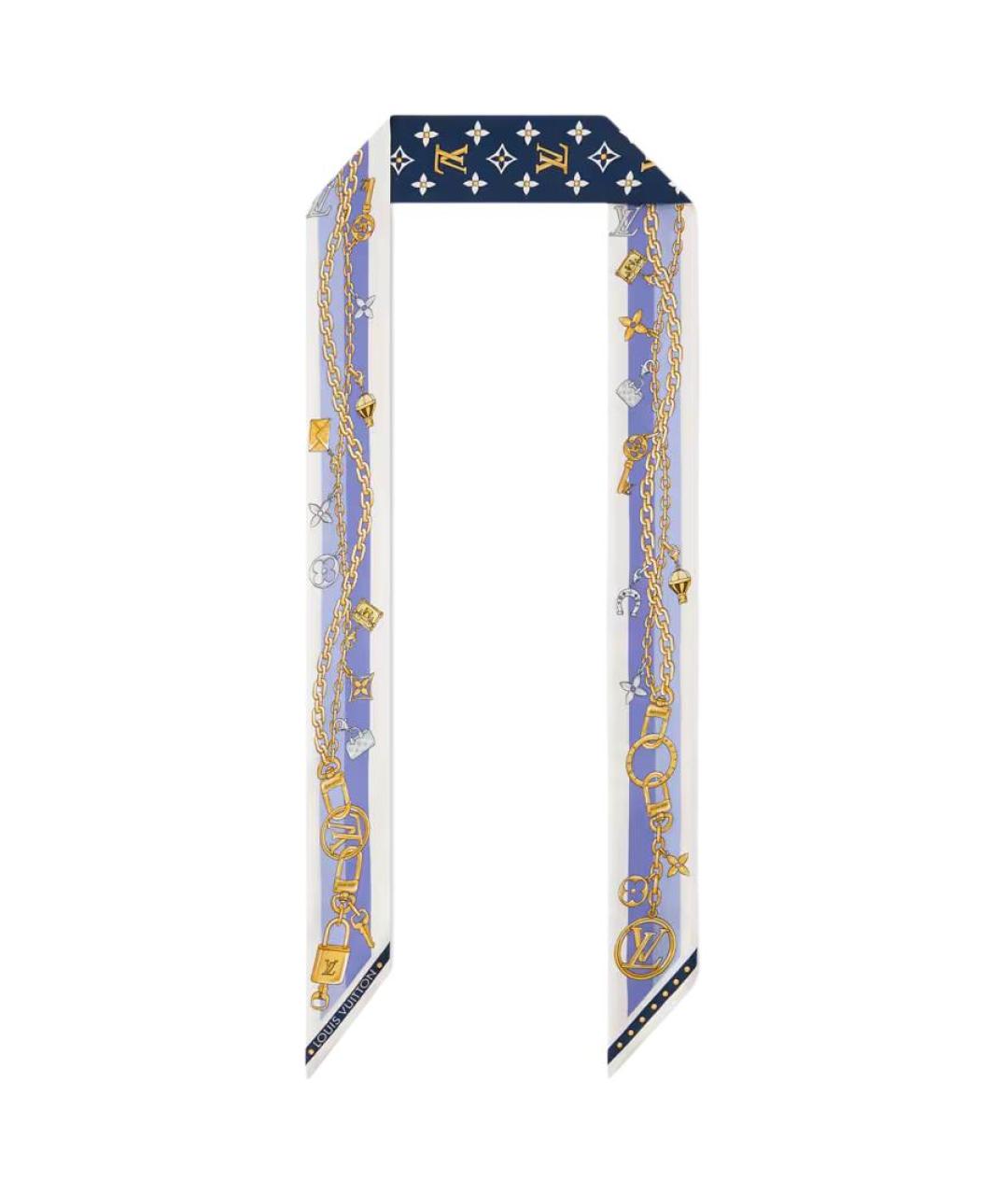 LOUIS VUITTON Голубой шелковый шарф, фото 1