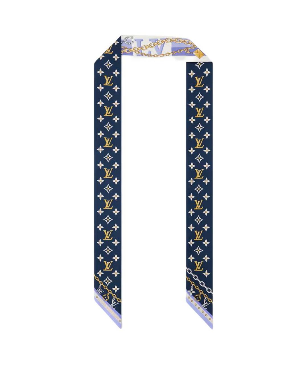 LOUIS VUITTON Голубой шелковый шарф, фото 2