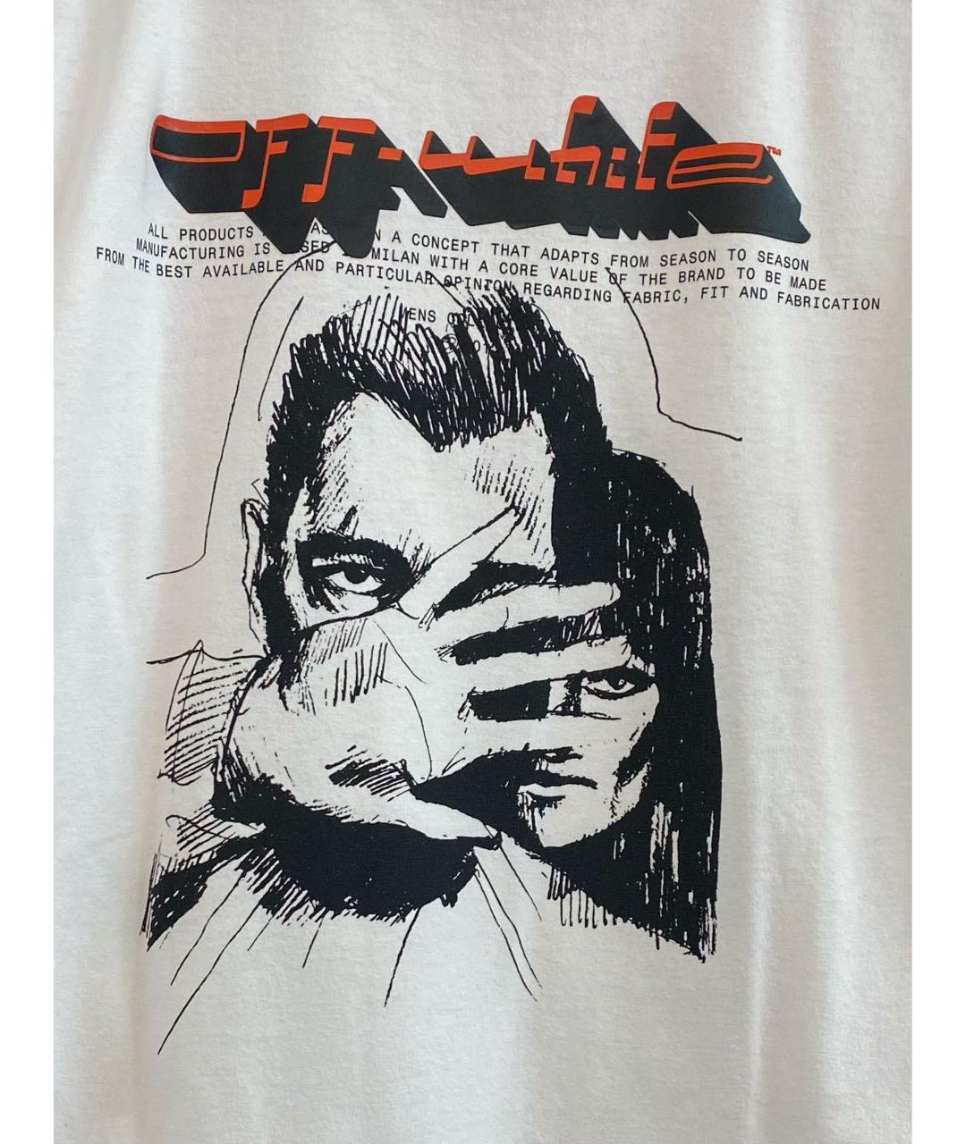 OFF-WHITE Белая хлопковая футболка, фото 4