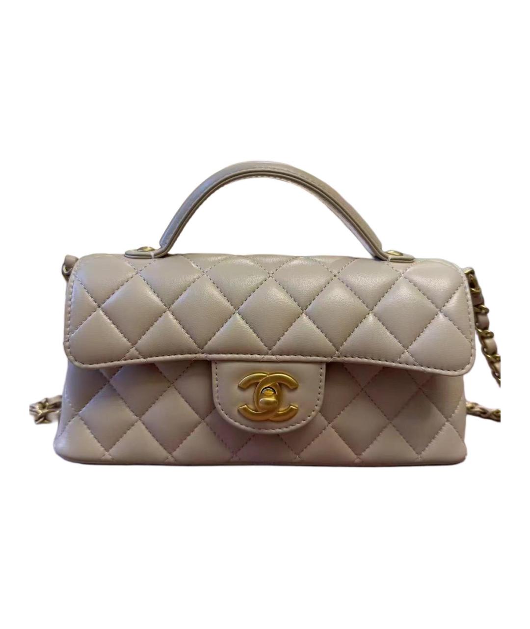 CHANEL Бежевая кожаная сумка через плечо, фото 1