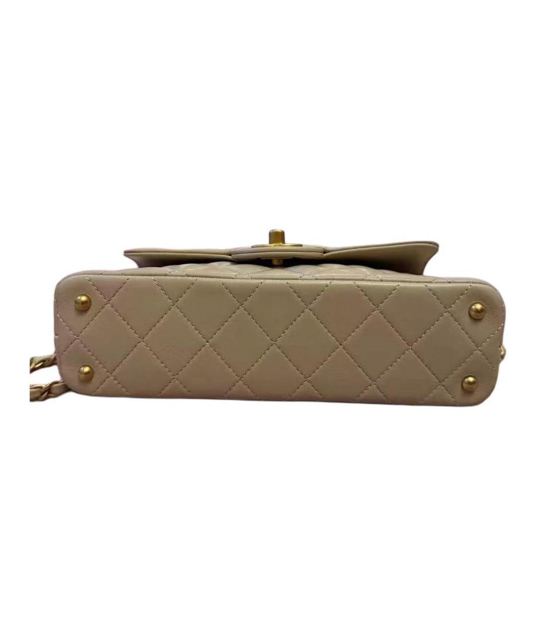 CHANEL Бежевая кожаная сумка через плечо, фото 4