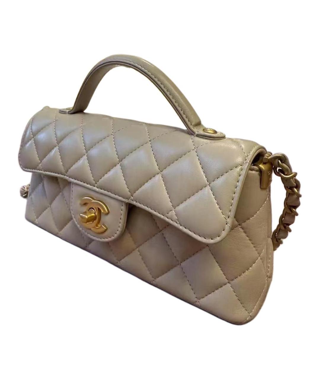 CHANEL Бежевая кожаная сумка через плечо, фото 2