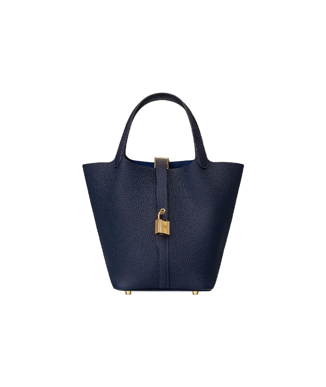 HERMES Темно-синяя кожаная сумка через плечо, фото 5