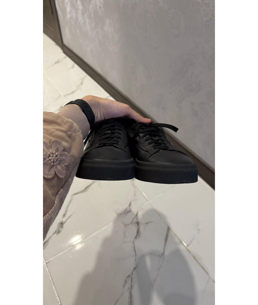 SANTONI Черные кожаные кроссовки, фото 2