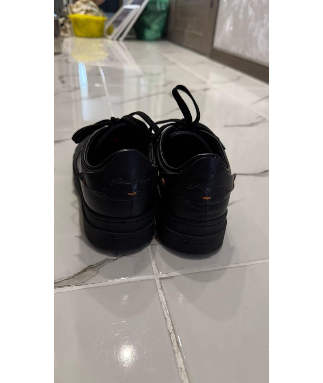 SANTONI Черные кожаные кроссовки, фото 4