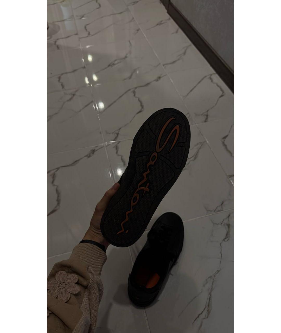 SANTONI Черные кожаные кроссовки, фото 5