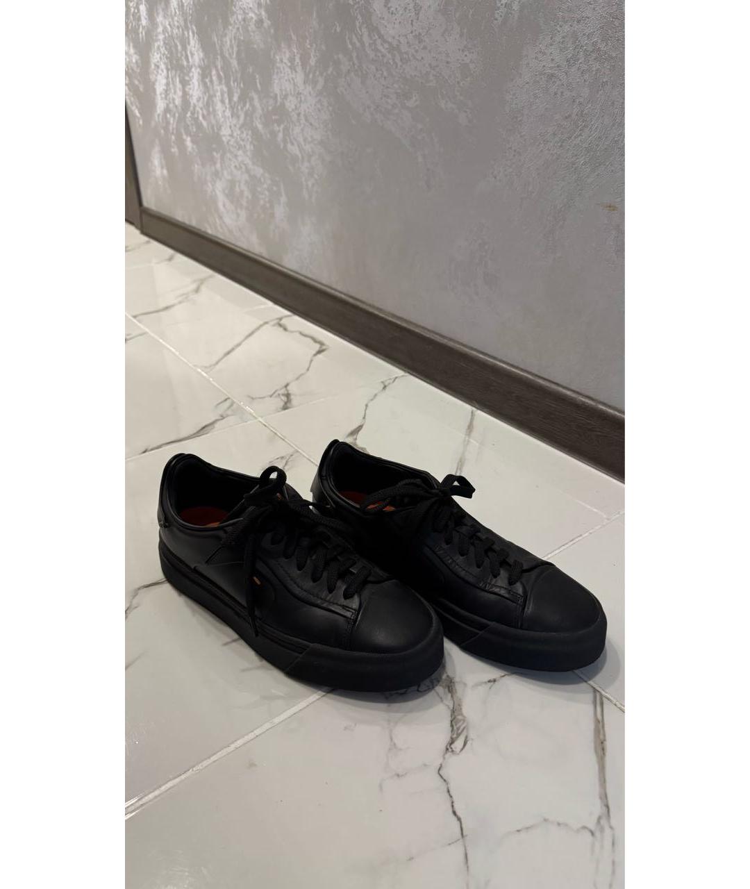 SANTONI Черные кожаные кроссовки, фото 7