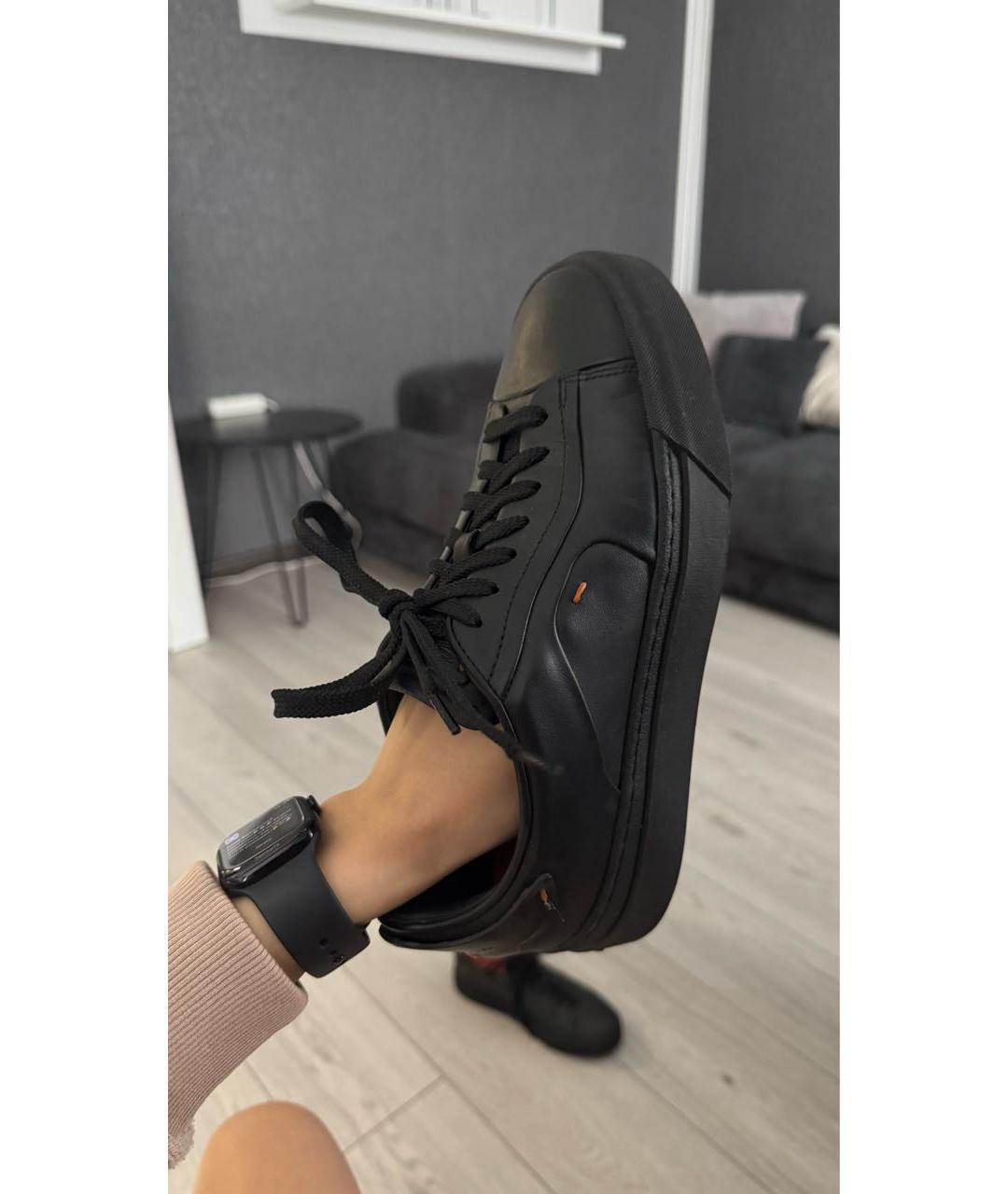 SANTONI Черные кожаные кроссовки, фото 8