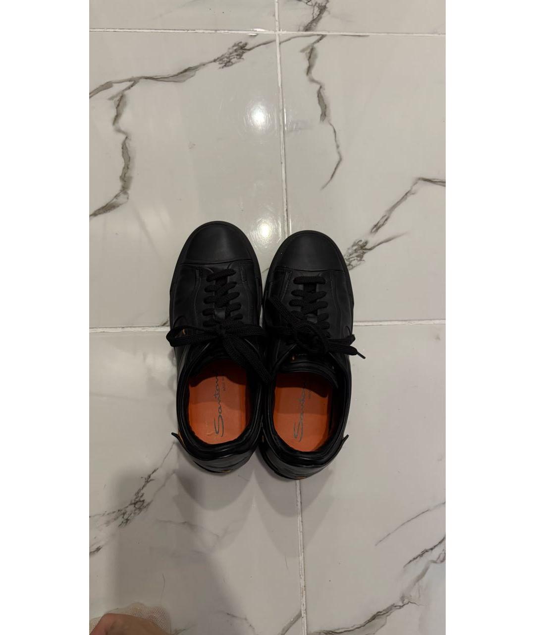 SANTONI Черные кожаные кроссовки, фото 3