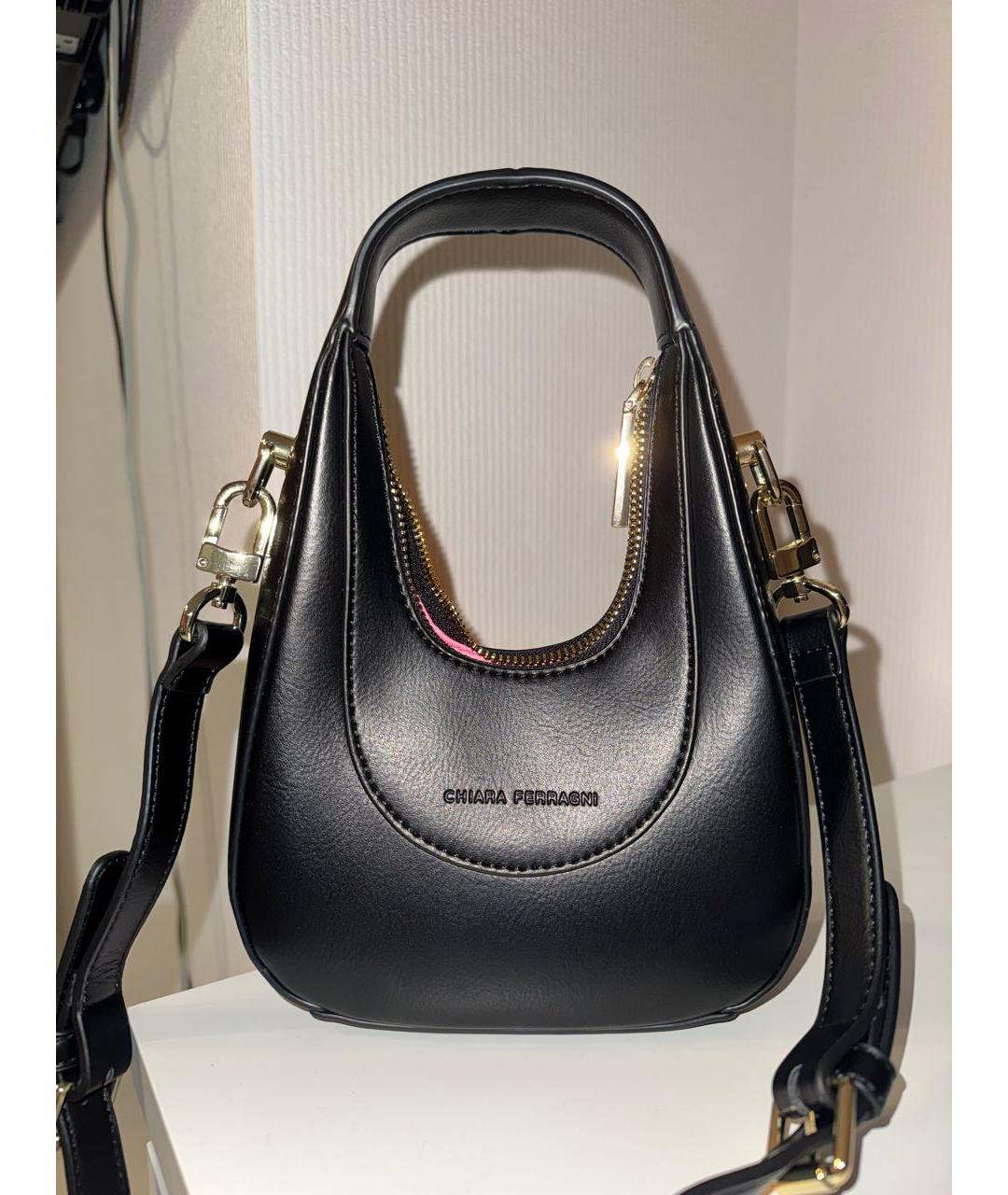CHIARA FERRAGNI Черная сумка с короткими ручками из искусственной кожи, фото 5