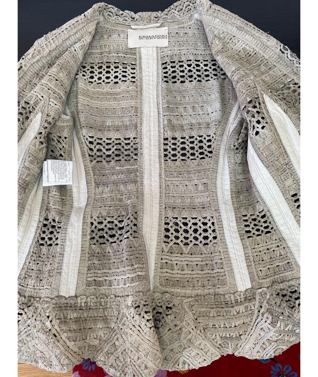 ERMANNO SCERVINO Бежевый кожаный жакет/пиджак, фото 5