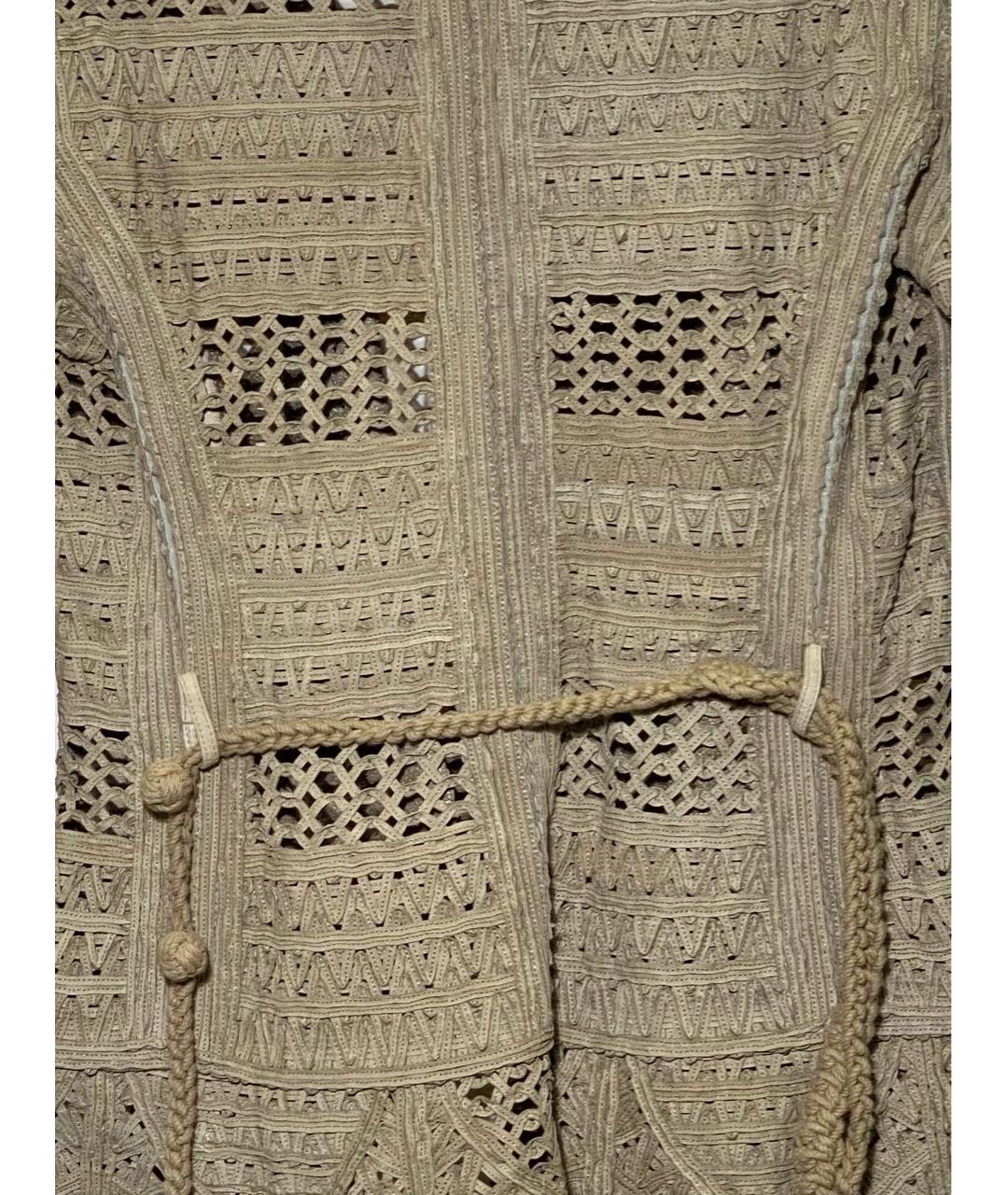 ERMANNO SCERVINO Бежевый кожаный жакет/пиджак, фото 4