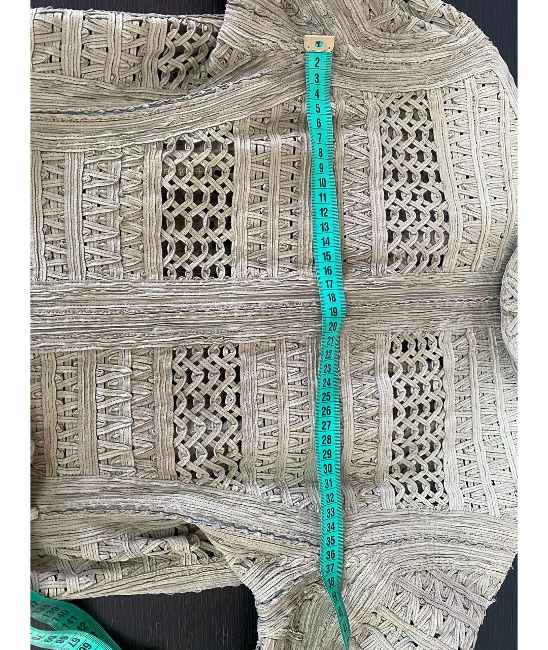 ERMANNO SCERVINO Бежевый кожаный жакет/пиджак, фото 7