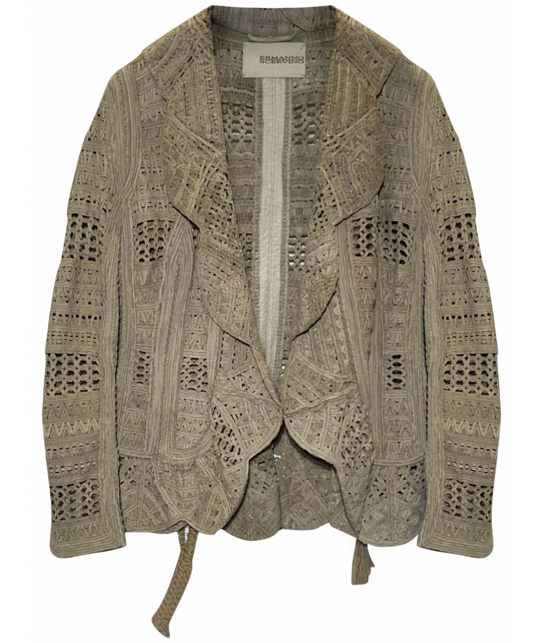ERMANNO SCERVINO Бежевый кожаный жакет/пиджак, фото 1