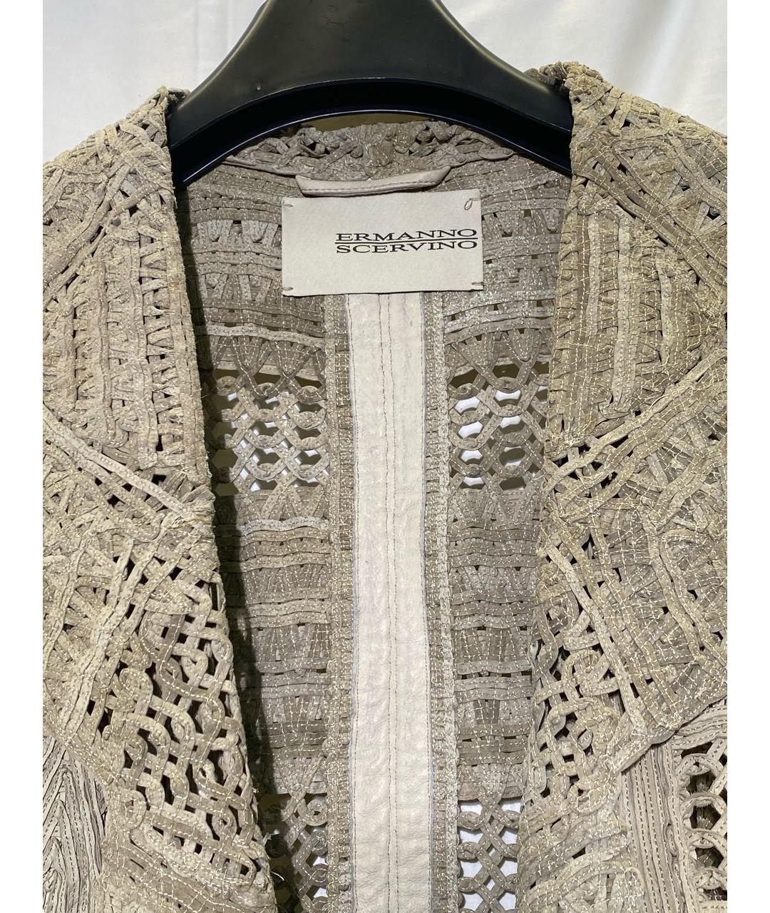 ERMANNO SCERVINO Бежевый кожаный жакет/пиджак, фото 3