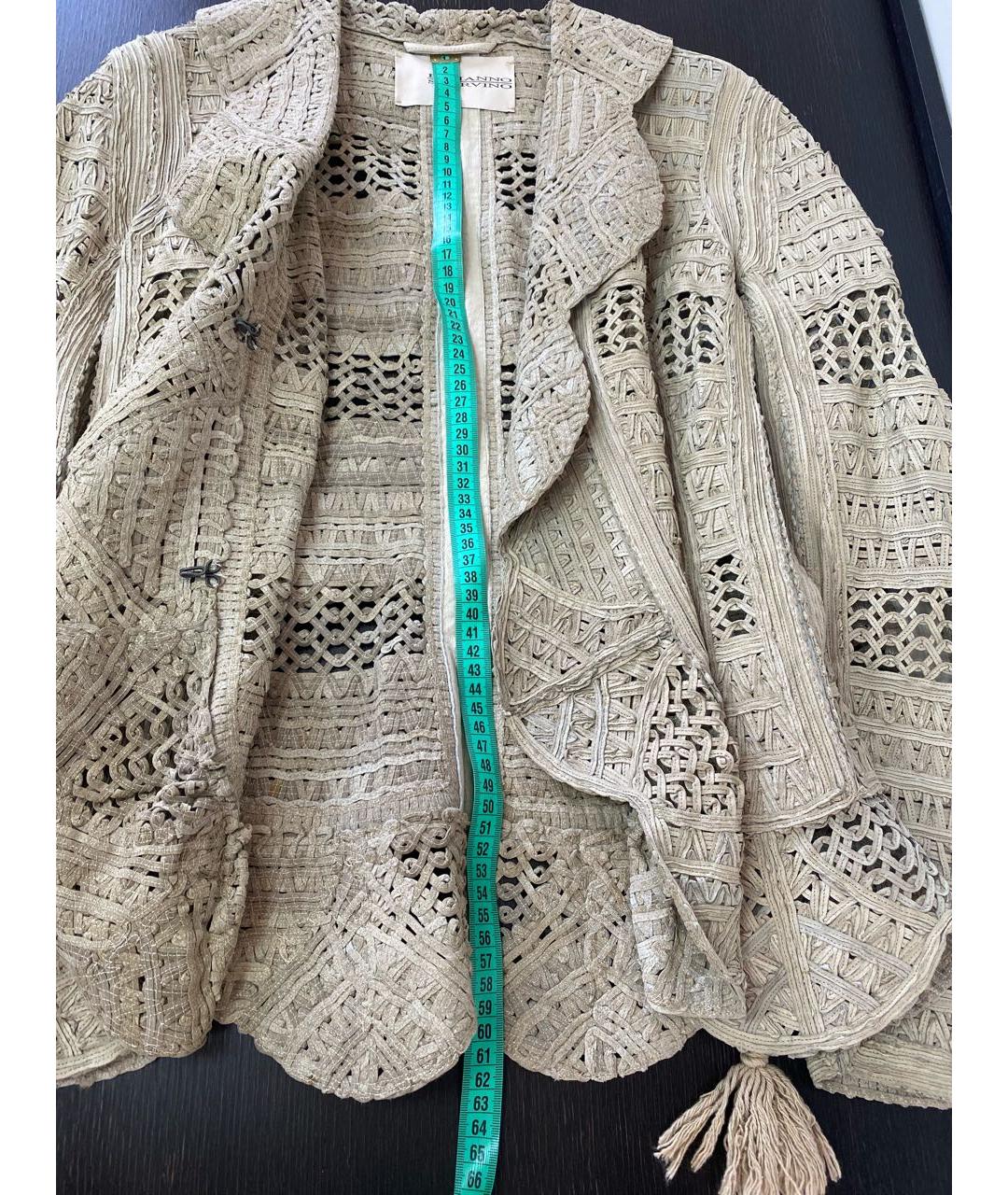 ERMANNO SCERVINO Бежевый кожаный жакет/пиджак, фото 6