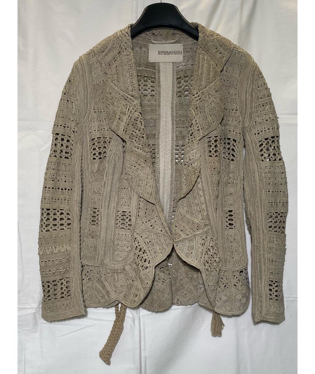 ERMANNO SCERVINO Бежевый кожаный жакет/пиджак, фото 9