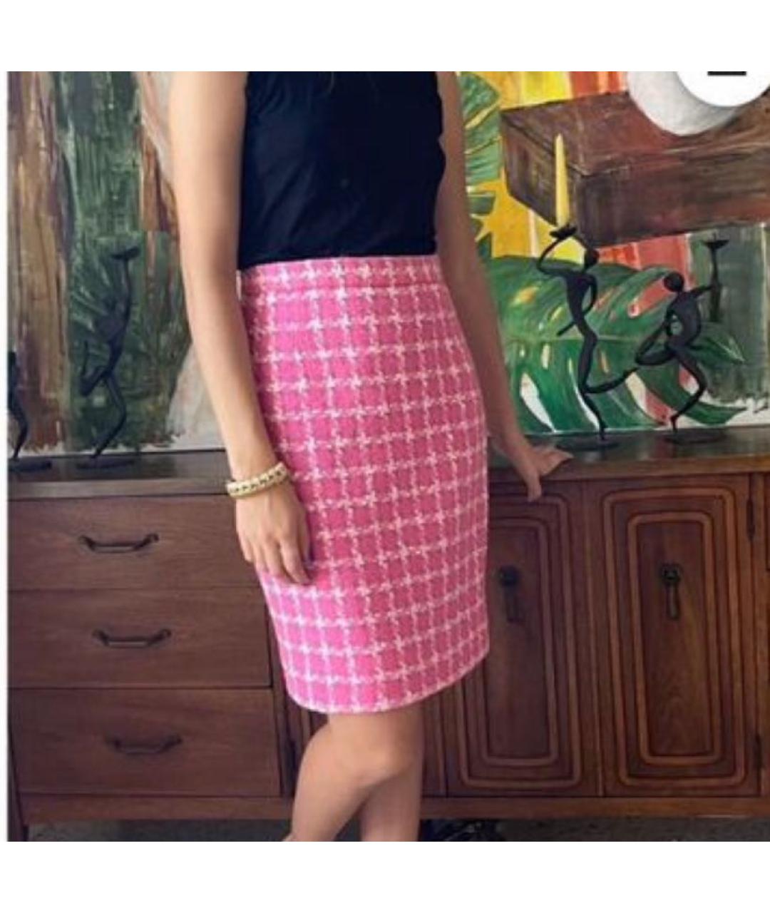 VALENTINO Коралловая твидовая юбка миди, фото 2