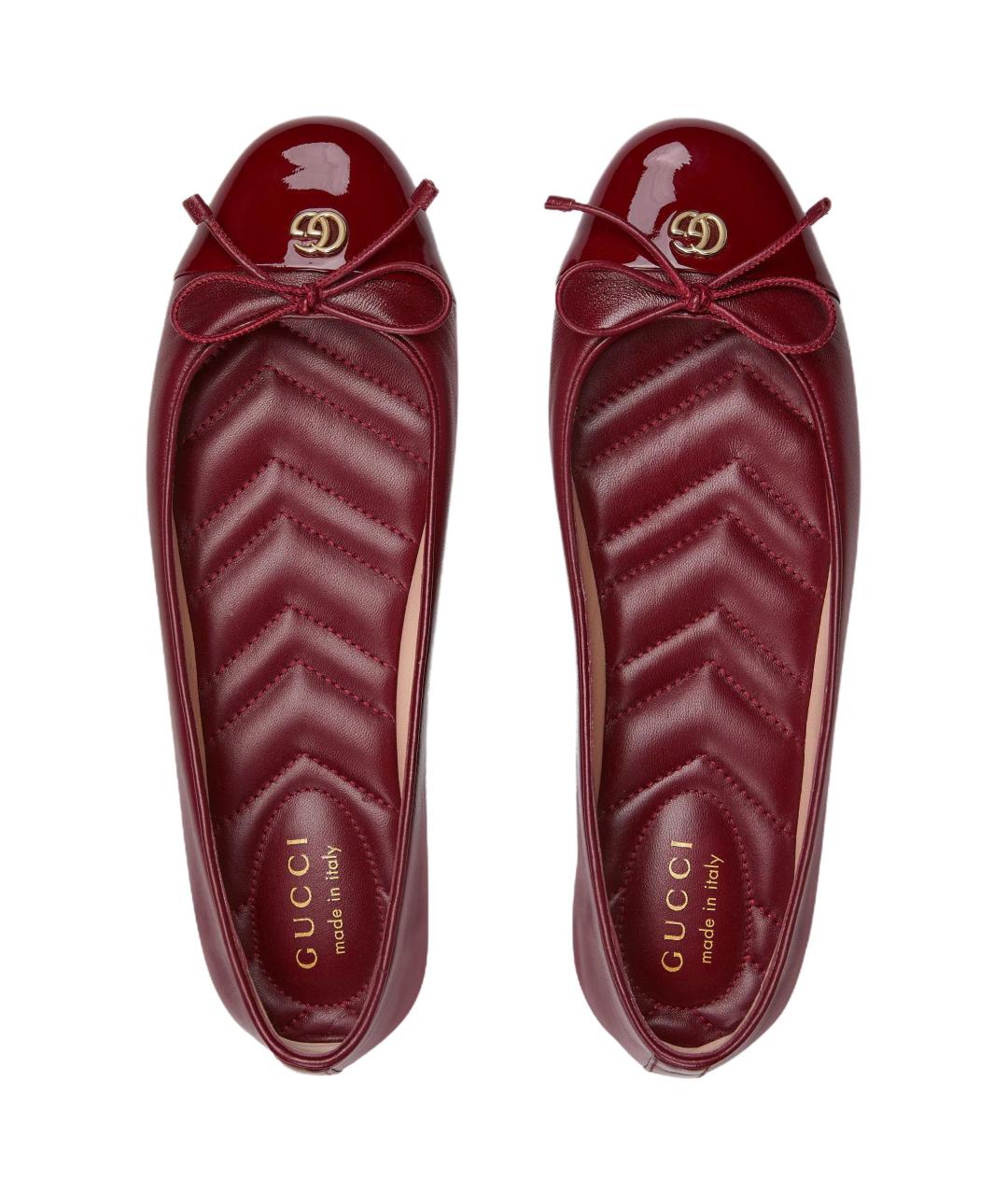 GUCCI Красные кожаные балетки, фото 4