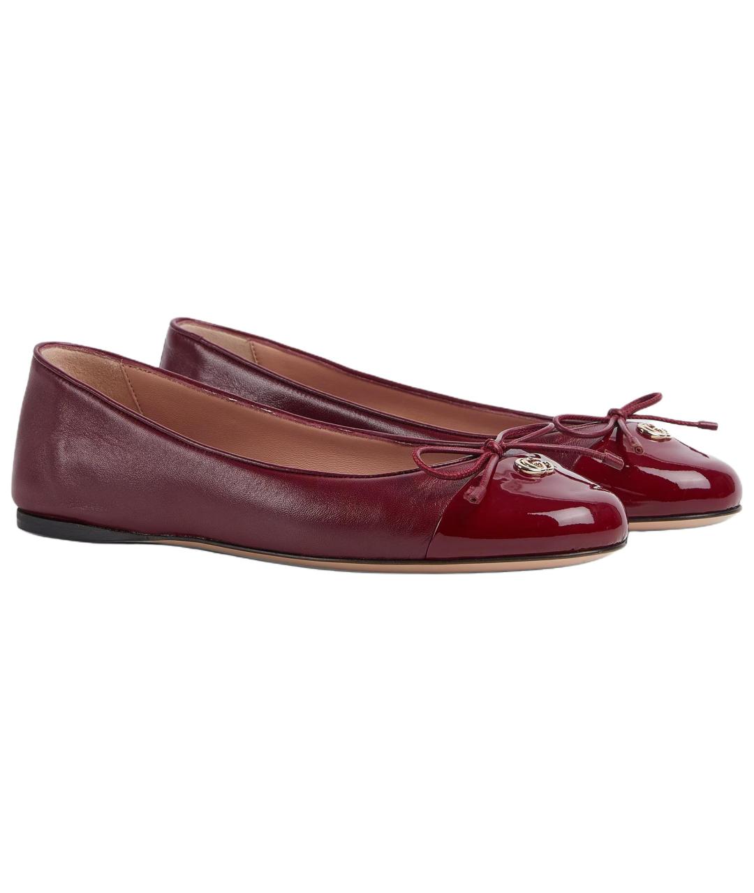 GUCCI Красные кожаные балетки, фото 3