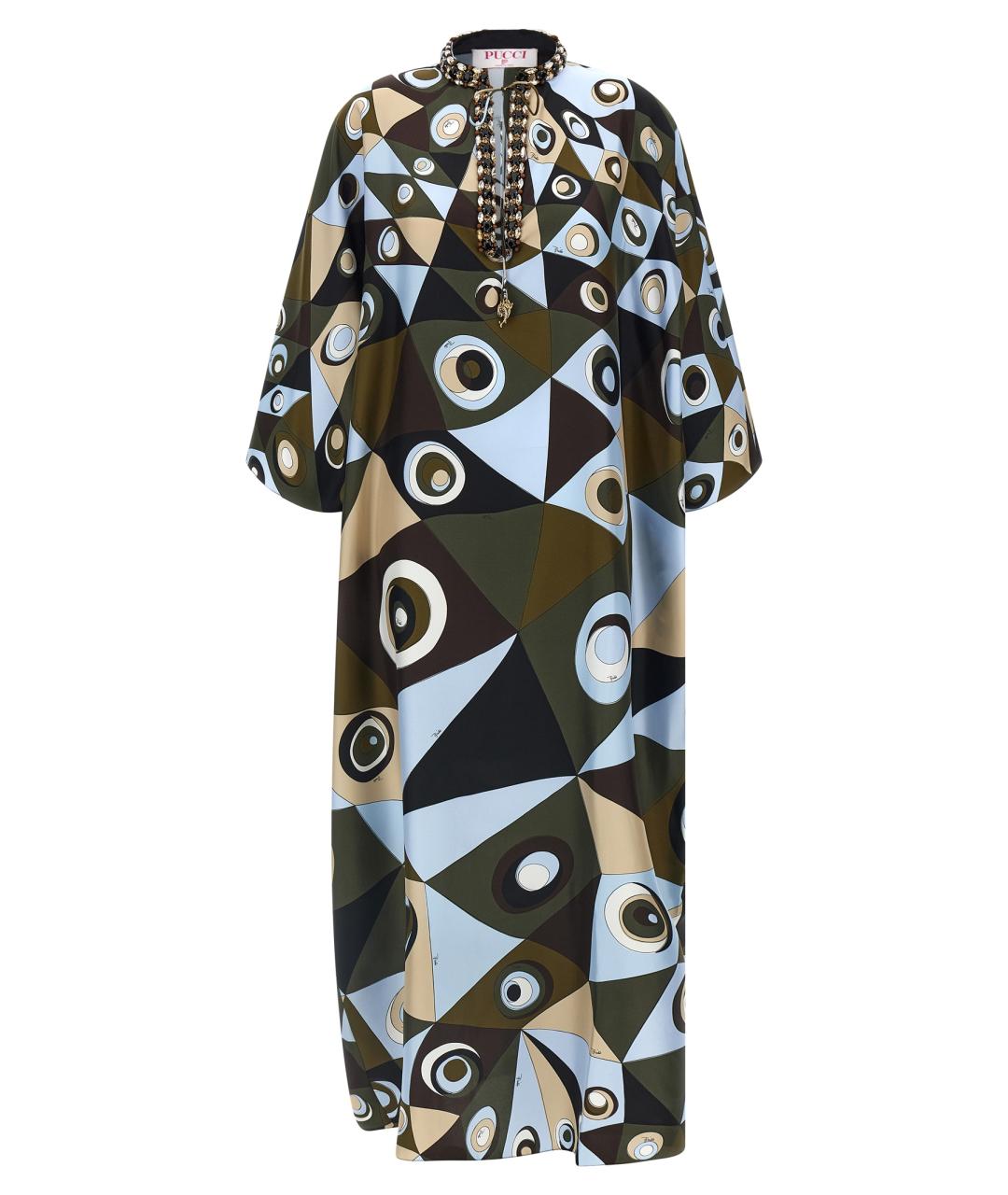 EMILIO PUCCI Мульти шелковое платье, фото 1