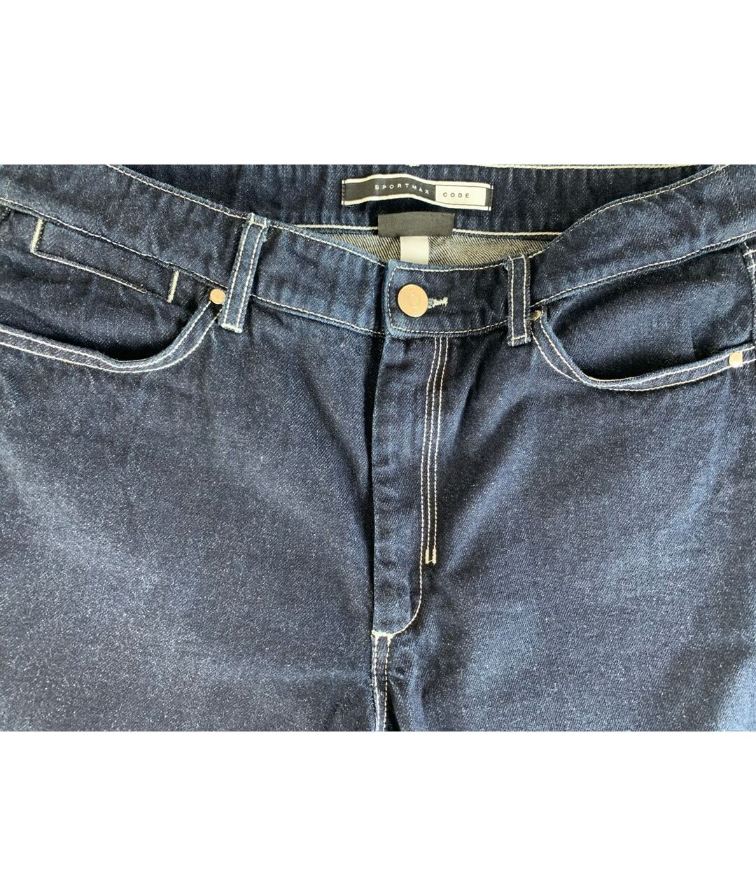SPORT MAX CODE Темно-синие хлопковые прямые джинсы, фото 4