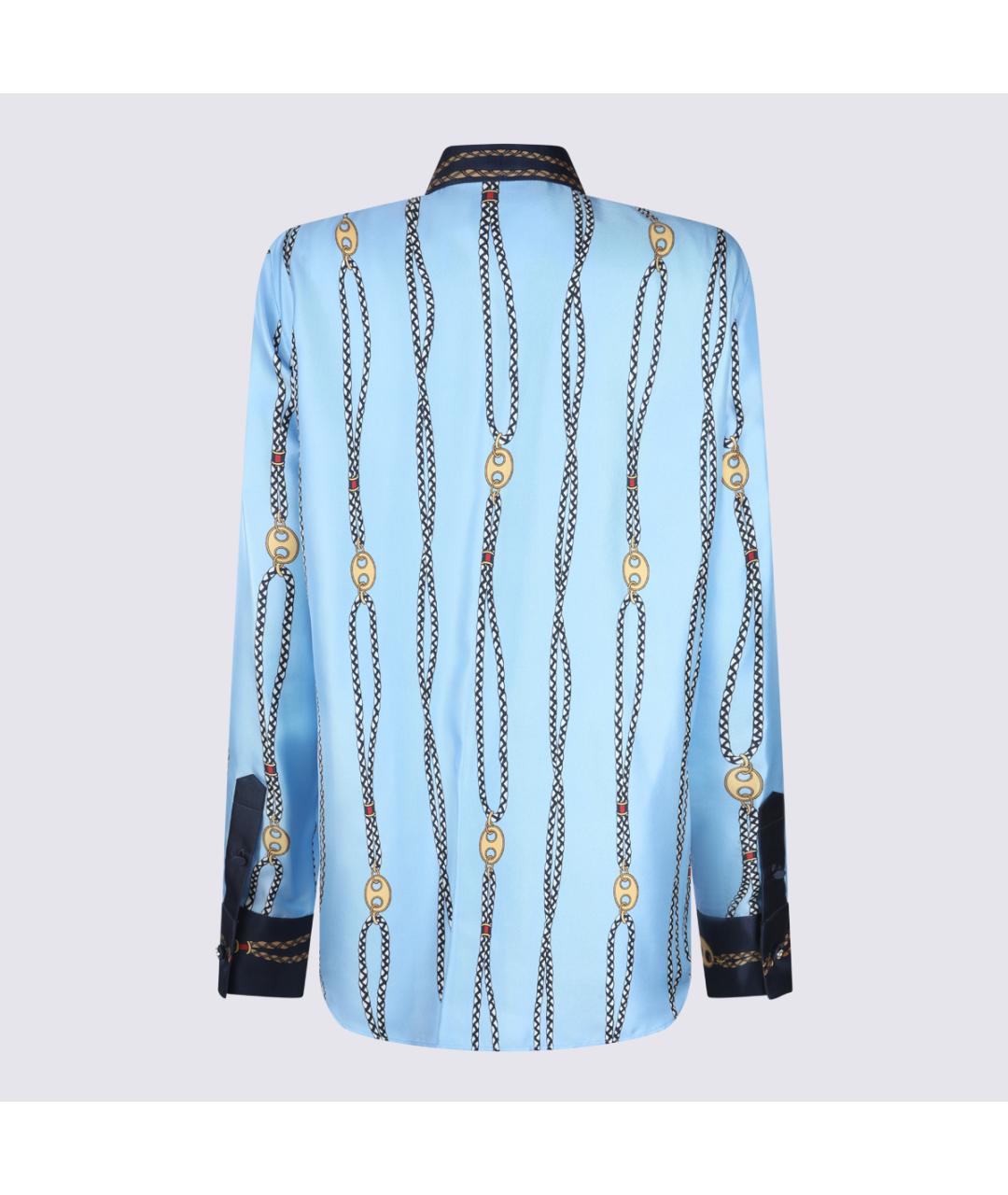 GUCCI Синяя шелковая рубашка, фото 2