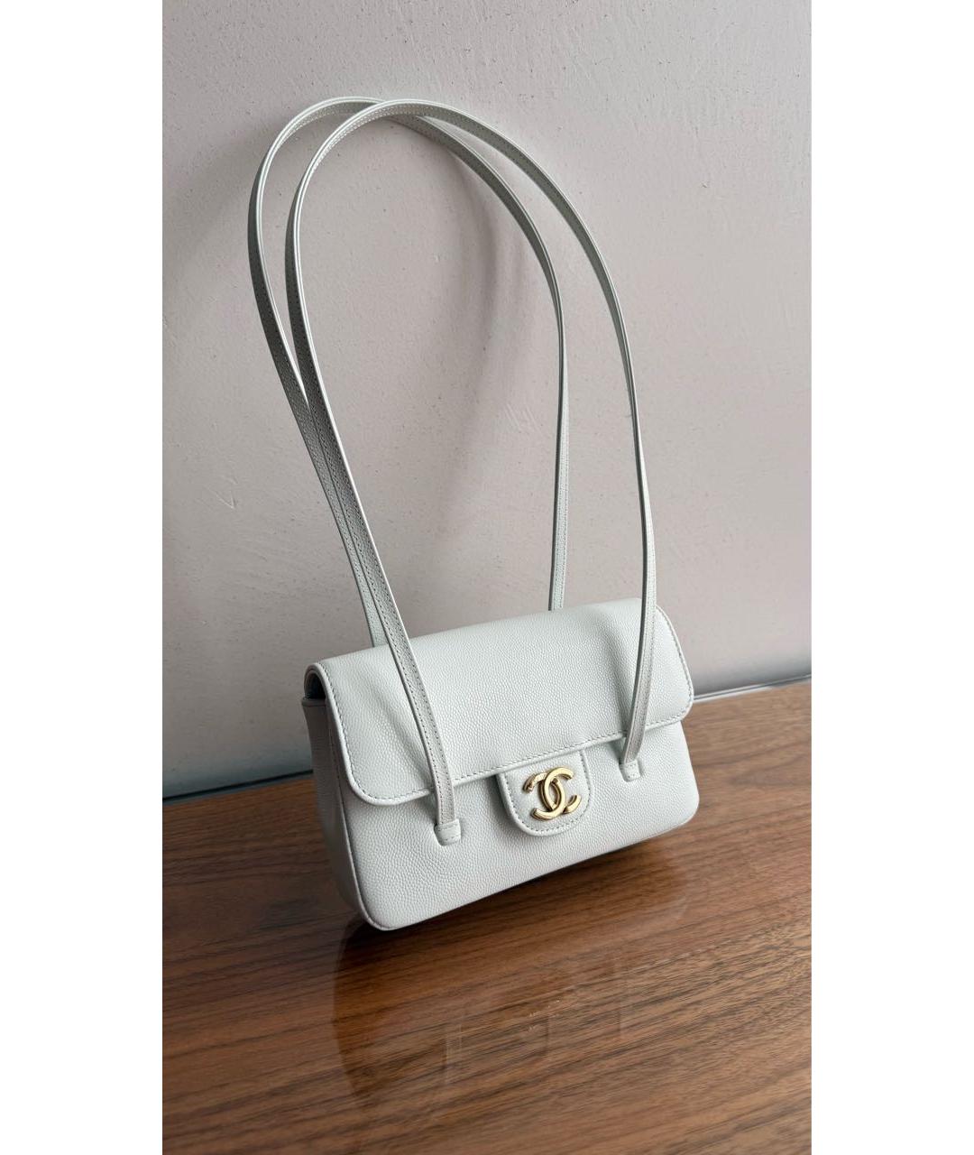 CHANEL Голубая кожаная сумка через плечо, фото 2