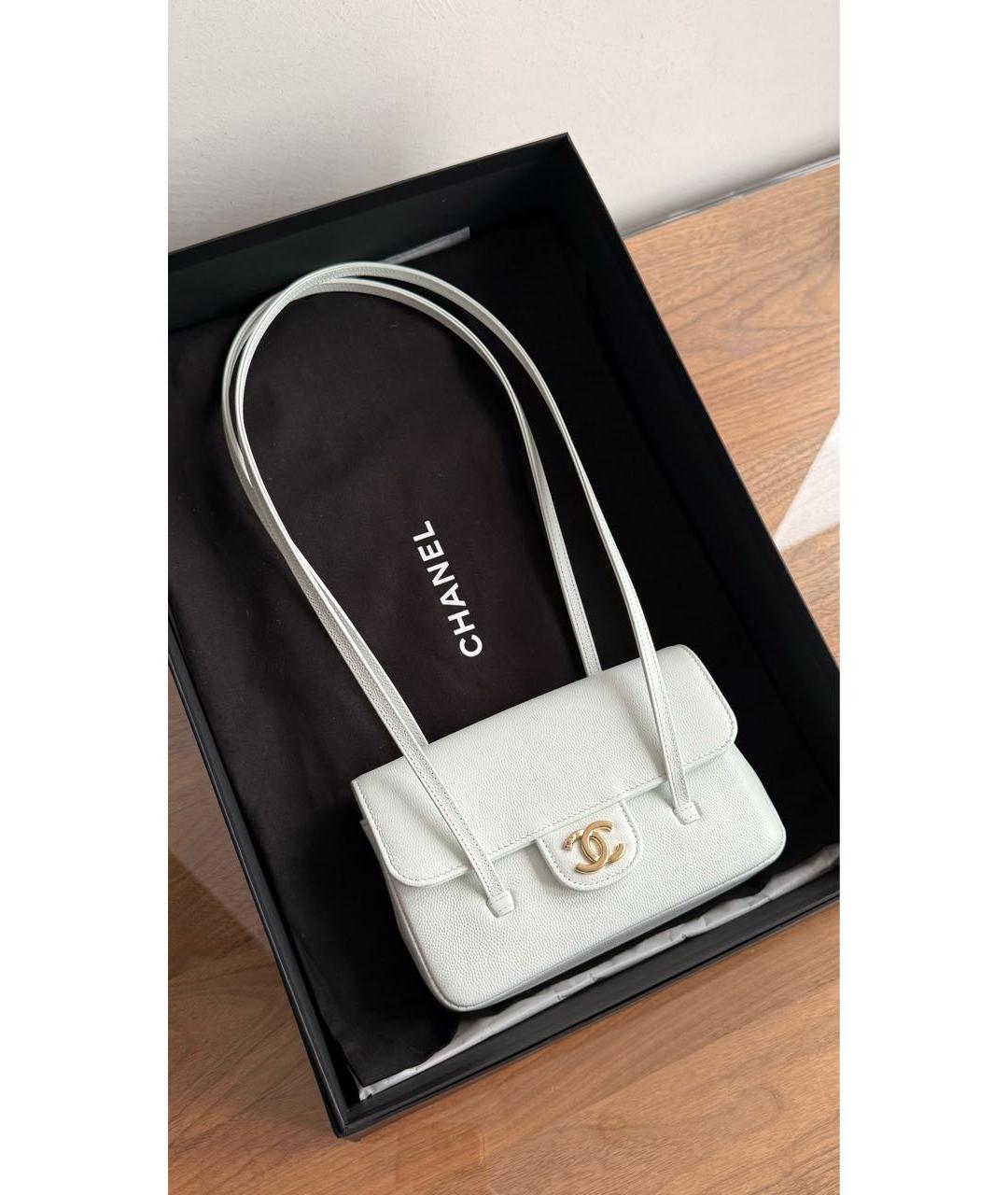 CHANEL Голубая кожаная сумка через плечо, фото 4