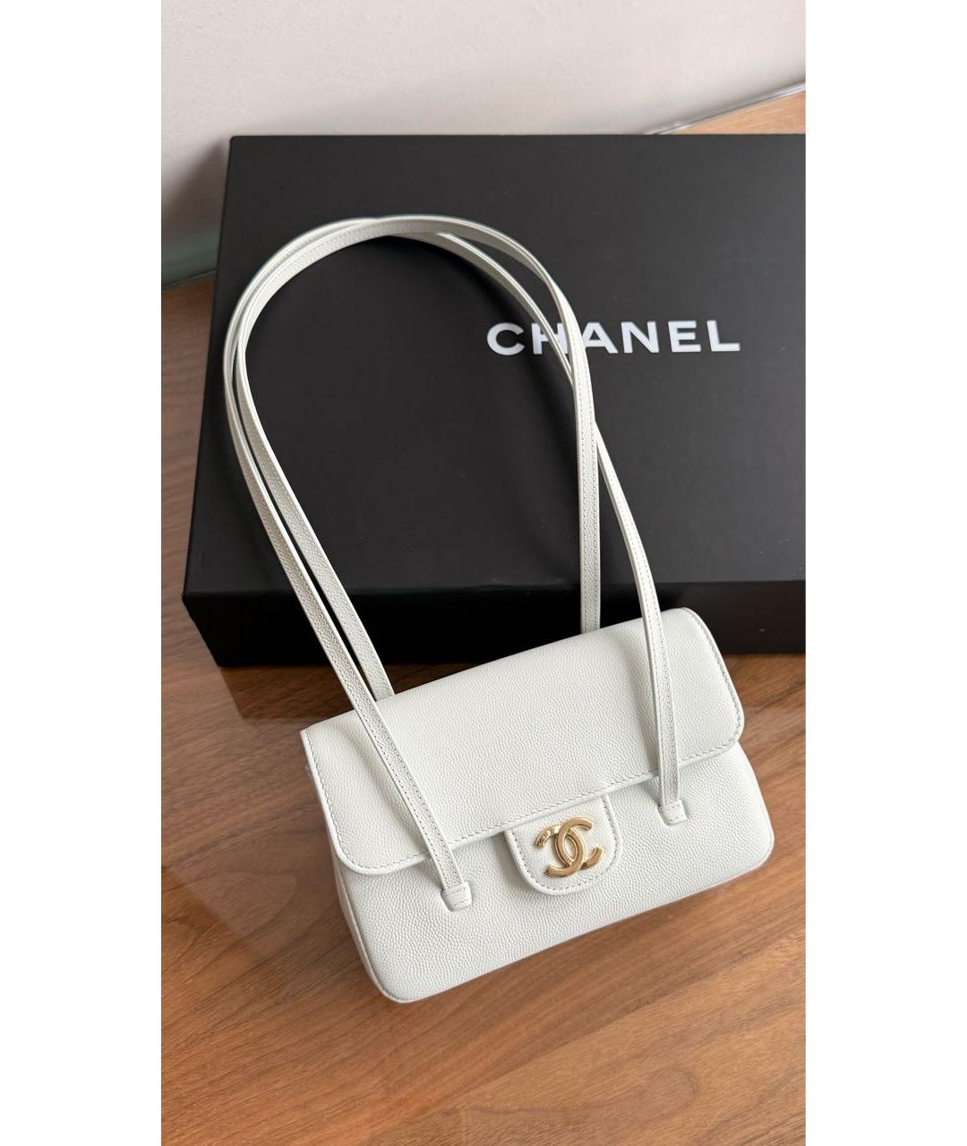 CHANEL Голубая кожаная сумка через плечо, фото 3