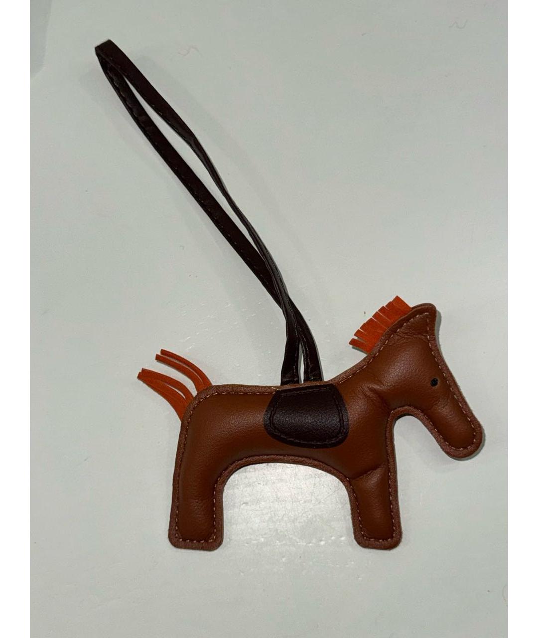 HERMES Коричневый брелок, фото 6