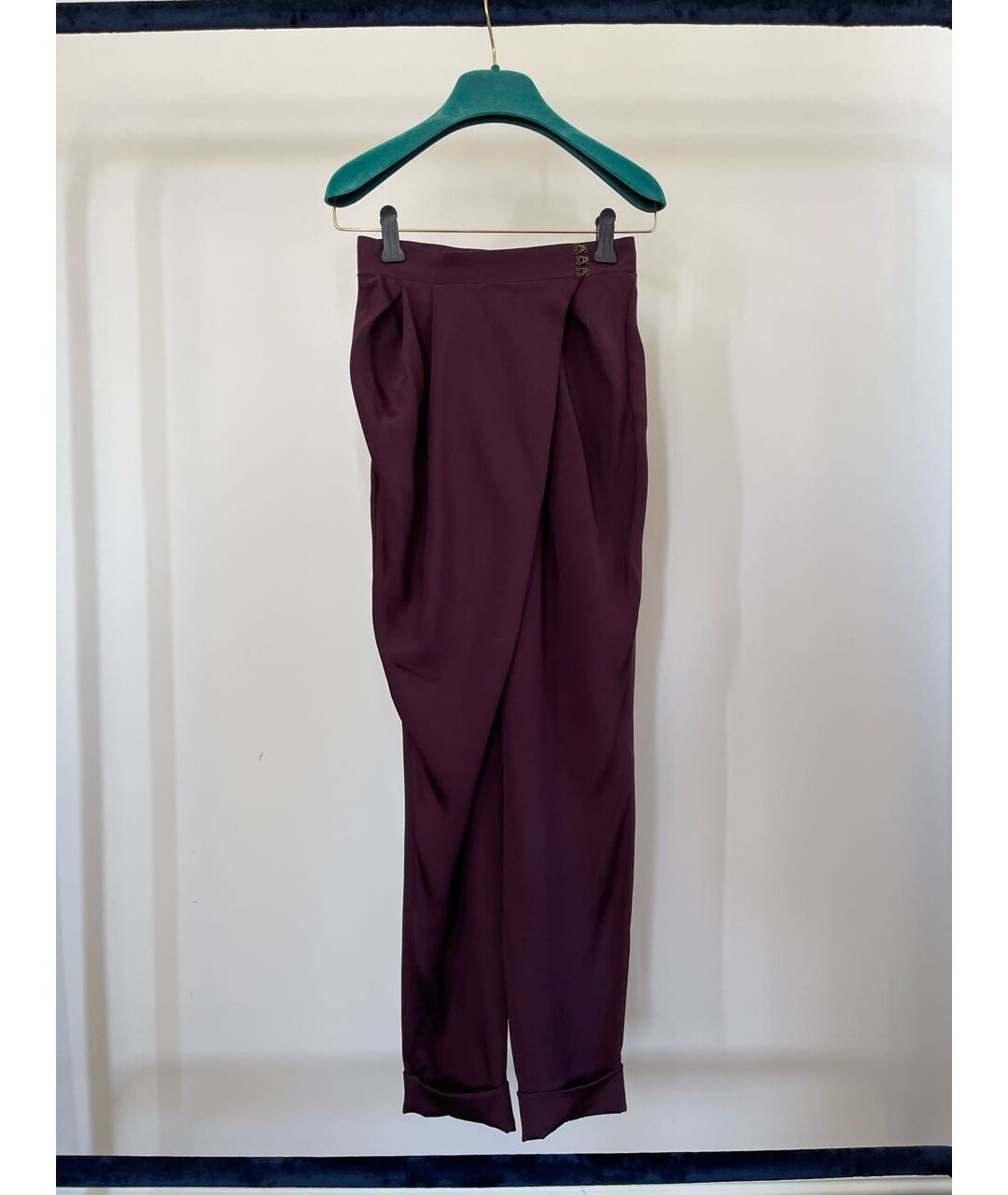 ULYANA SERGEENKO Фиолетовые шелковые прямые брюки, фото 5