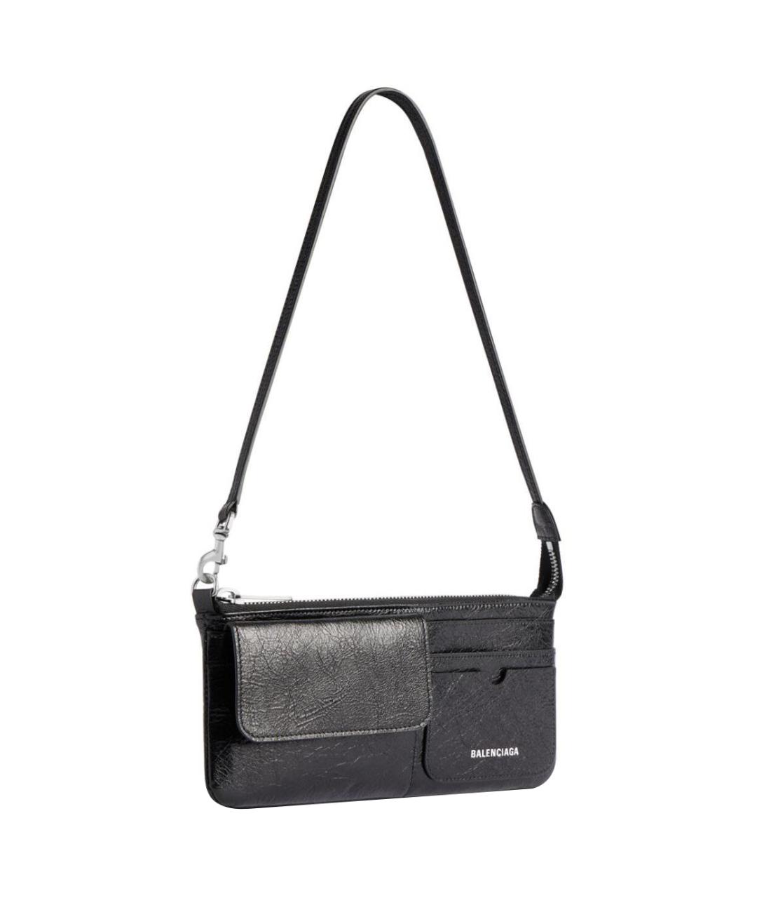 BALENCIAGA Черная кожаная сумка через плечо, фото 2