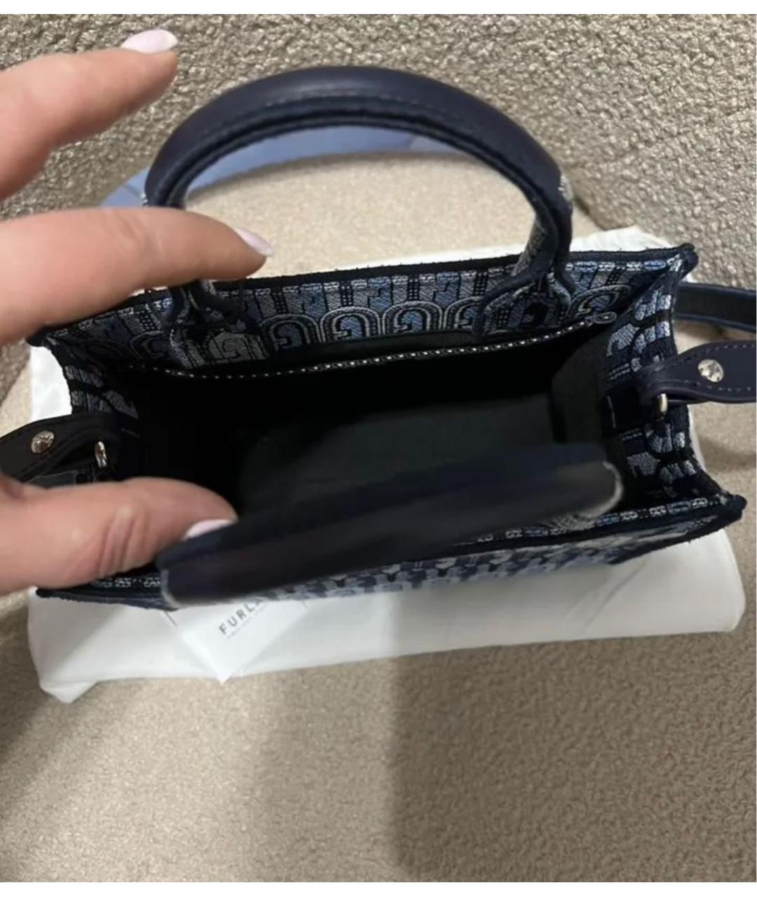 FURLA Синяя жаккардовая сумка тоут, фото 3