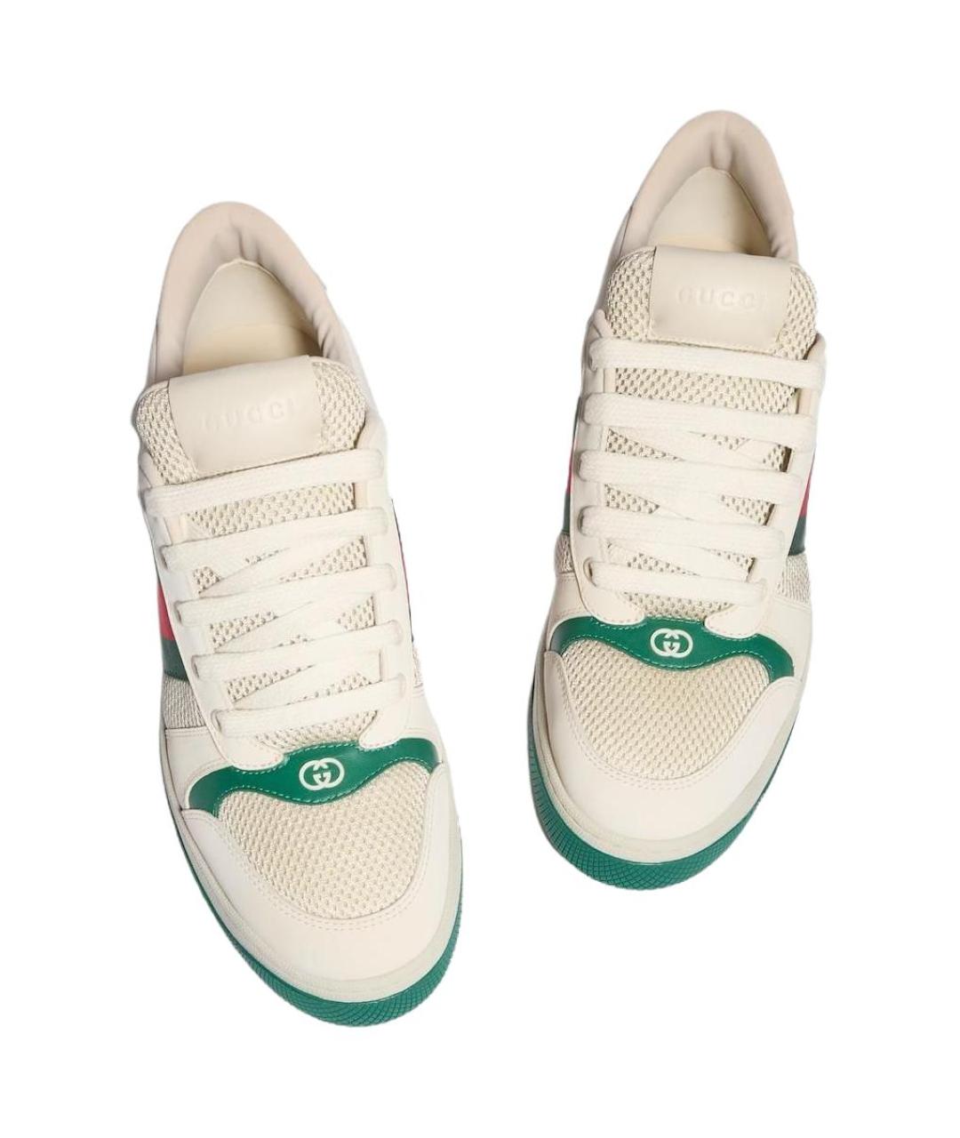 GUCCI Белые кожаные низкие кроссовки / кеды, фото 5
