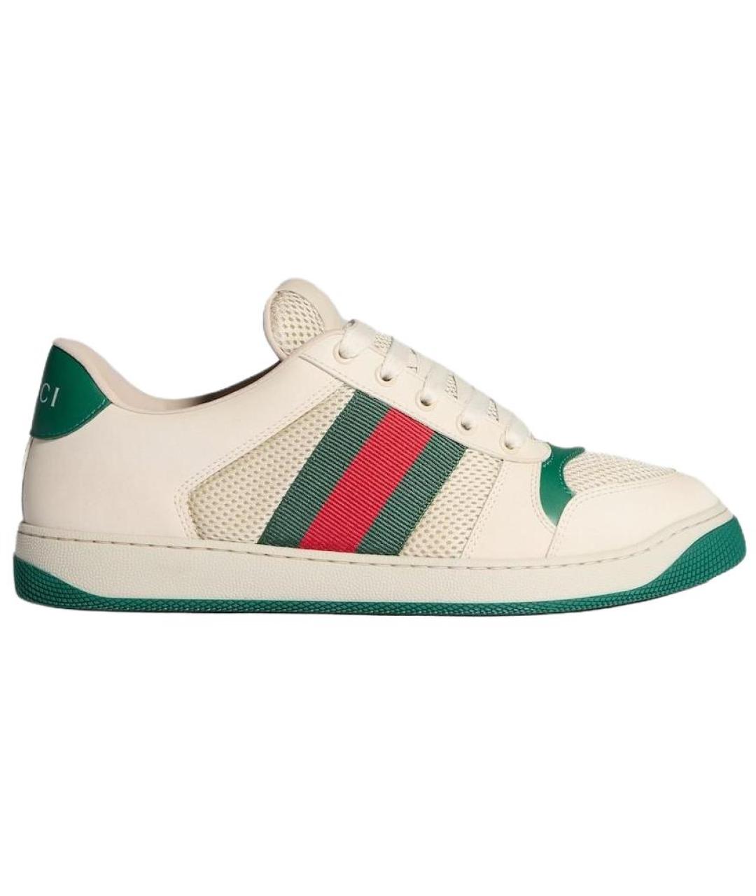 GUCCI Белые кожаные низкие кроссовки / кеды, фото 1