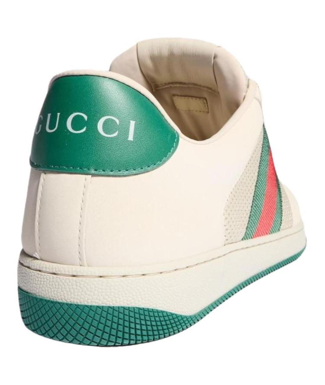 GUCCI Белые кожаные низкие кроссовки / кеды, фото 4