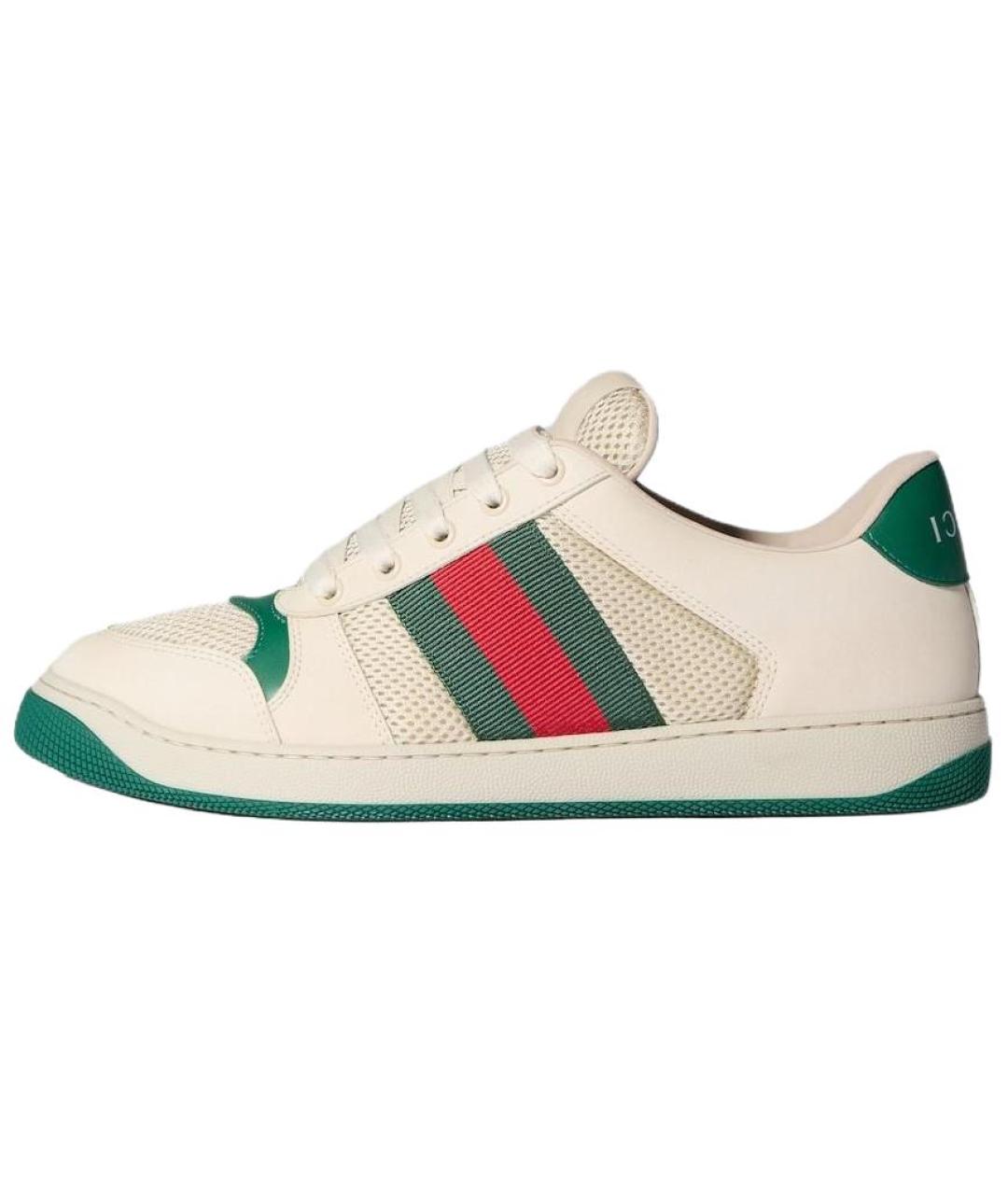 GUCCI Белые кожаные низкие кроссовки / кеды, фото 2