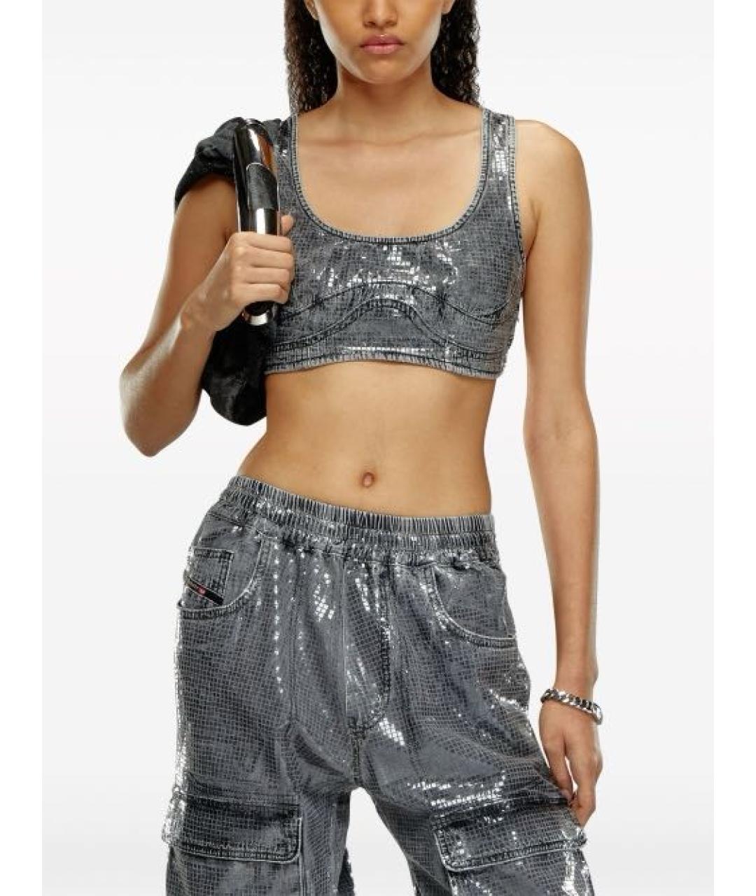 DIESEL Серая деним майка, фото 3