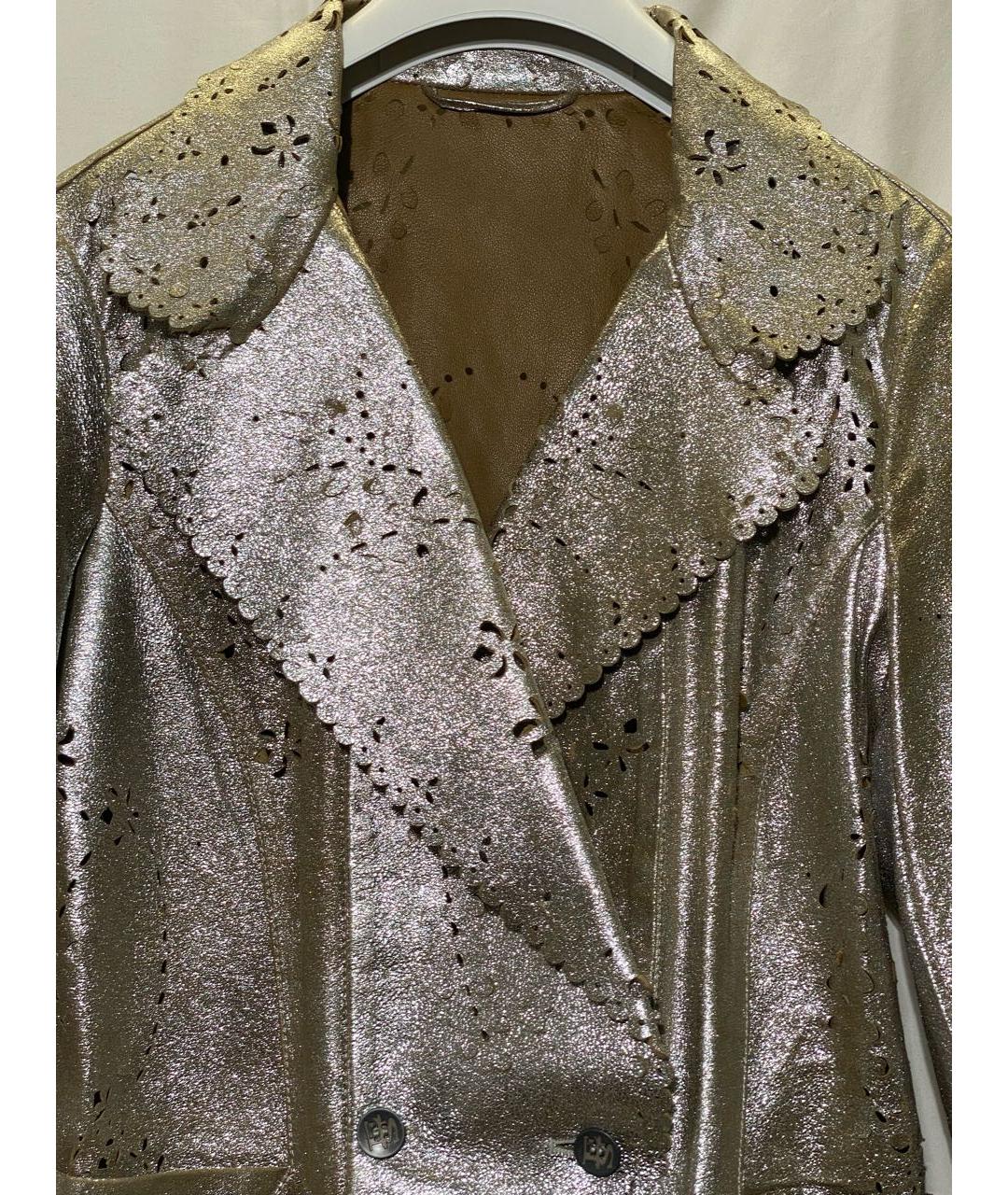 ERMANNO SCERVINO Бежевый кожаный жакет/пиджак, фото 3