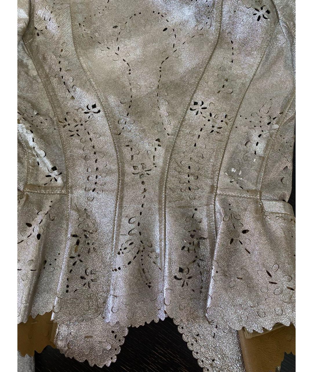 ERMANNO SCERVINO Бежевый кожаный жакет/пиджак, фото 7