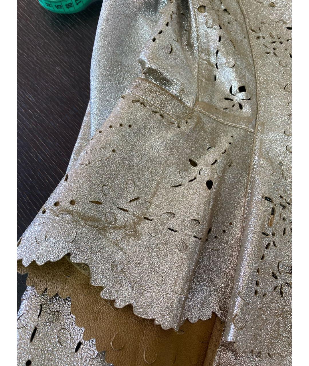 ERMANNO SCERVINO Бежевый кожаный жакет/пиджак, фото 4