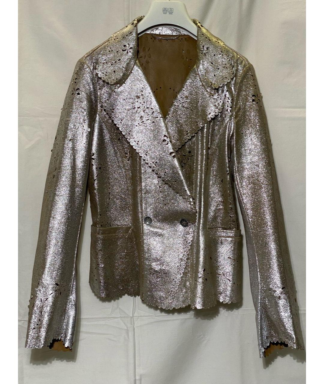 ERMANNO SCERVINO Бежевый кожаный жакет/пиджак, фото 9